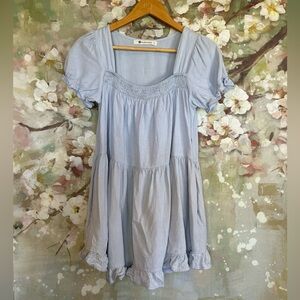 The Impeccable Pig•Linen/Cotton•Babydoll Mini‎ Dress•Blue•Sz Small